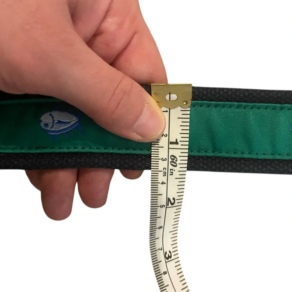Southern Tide 32 Blue Fish Leather Navy‎ and Green Belt